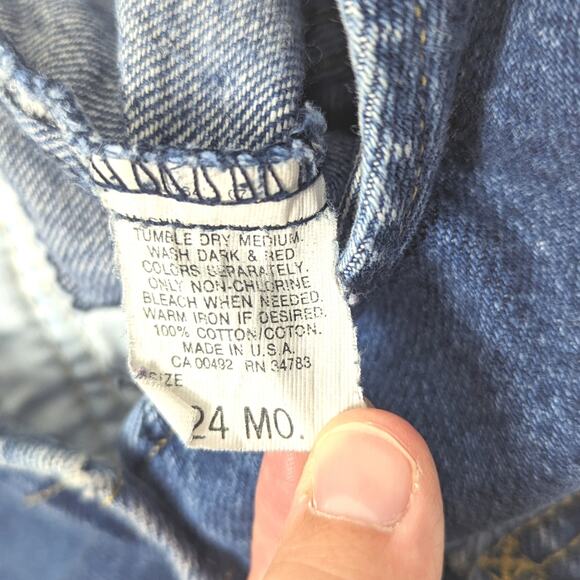 Vintage Lee Overalls Children's Size 18m Denim Leather Patch Classic - Picture 5 of 5